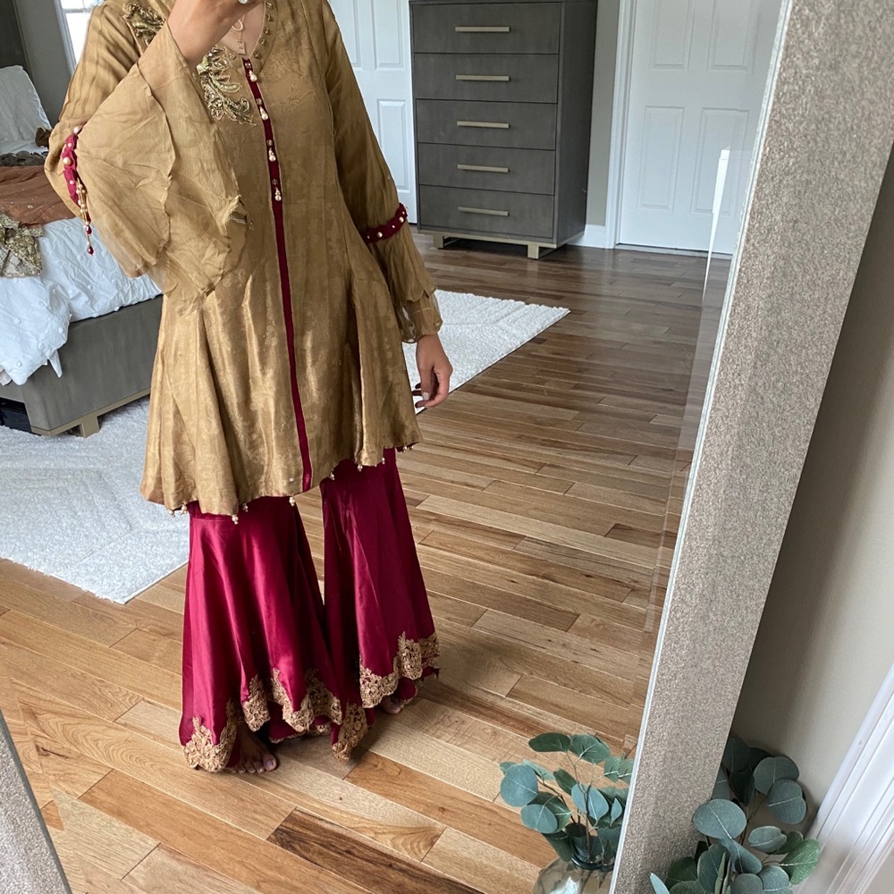 NEW Designer Pakistani Indian Party Wear Shalwar Kameez Peplum Flare Pants Eid